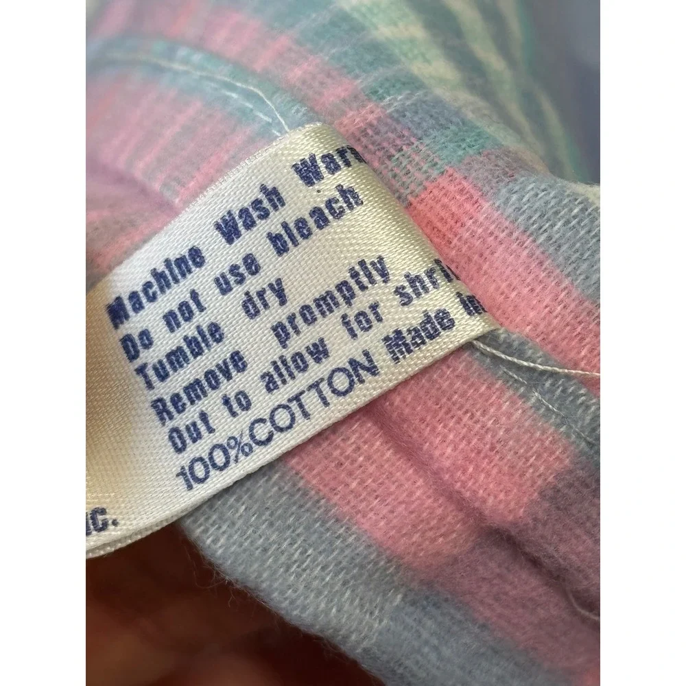 Divatex vtg Home Fashions Full Flannel Sheet Set Pink Blue Plaid 100% Cotton 3pc